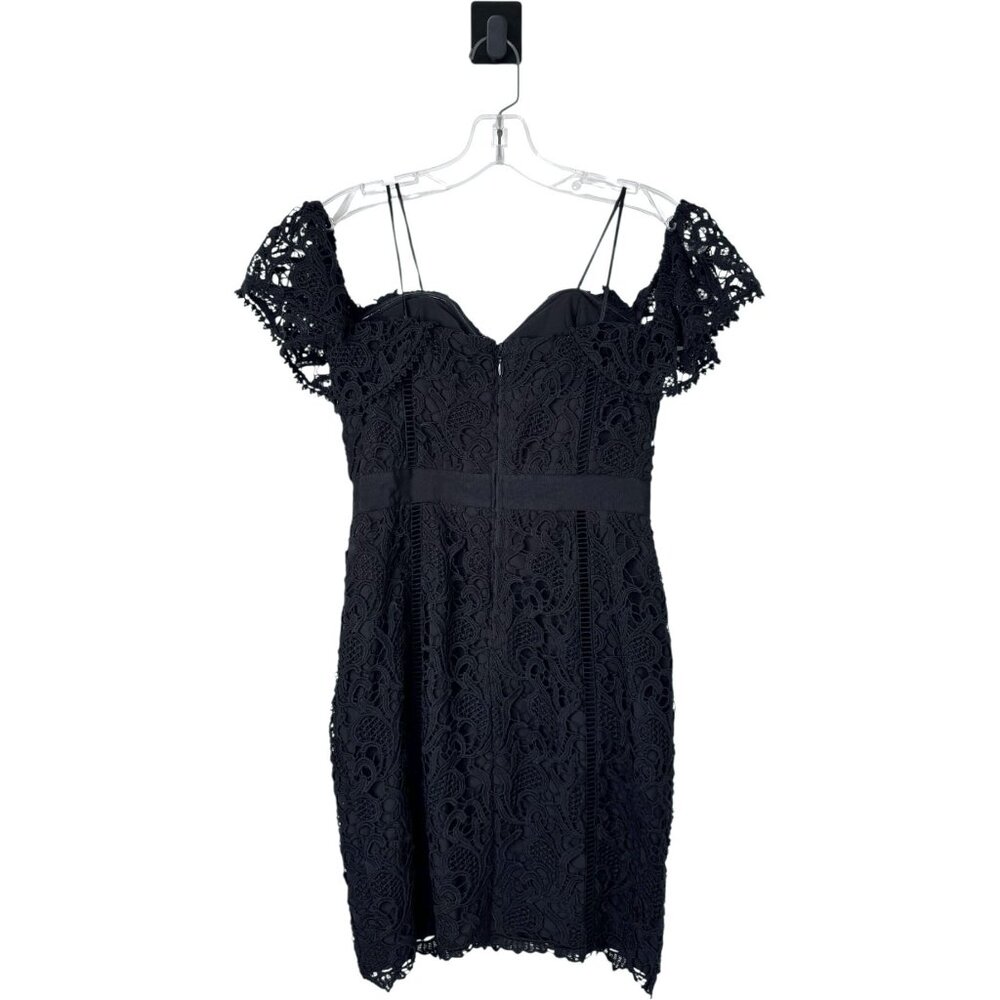 Adelyn Rae Maddie Off The Shoulder Black Lace Mini Dress Size S - Picture 6 of 13